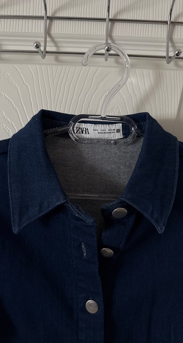 Düğmeli Lacivert Denim Midi Elbise - Görsel 4