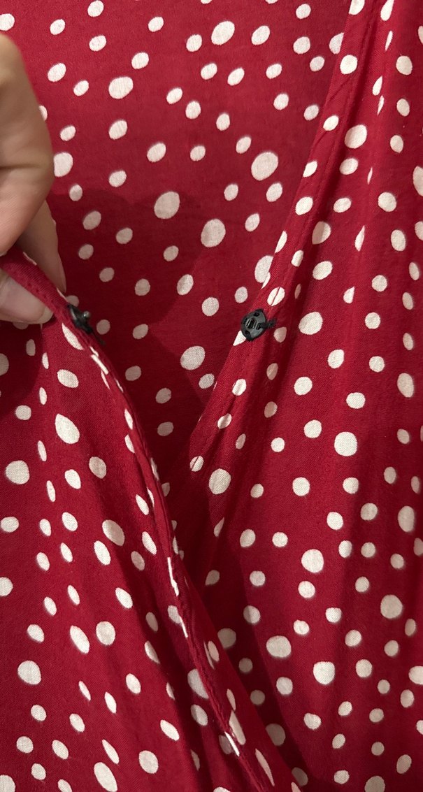 Kırmızı-bordo beyaz puantiyeli elbise - Görsel 4