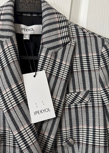 ipekyol Düğmeli Gri Ekose Kadın Blazer Ceket