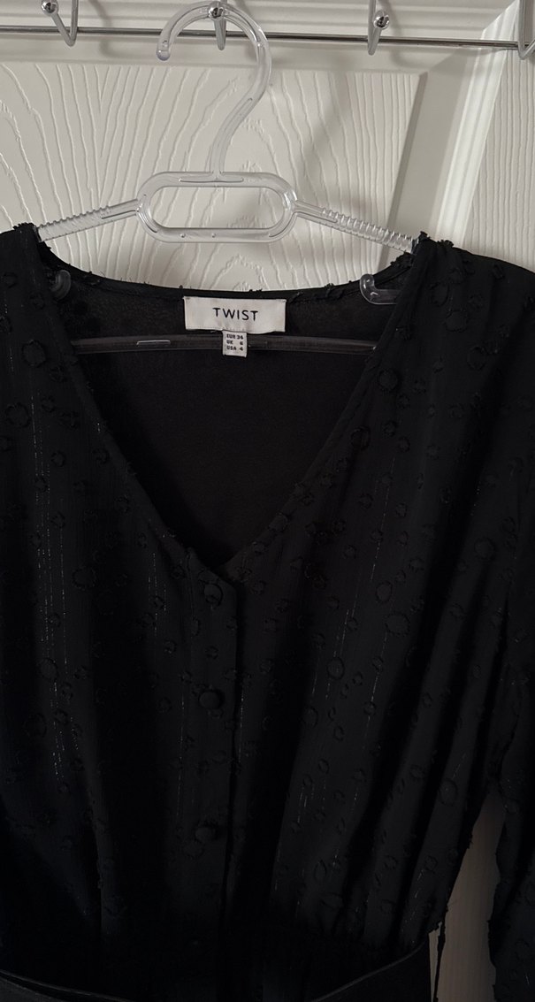 Kemerli Siyah Uzun Kadın Elbisesi - Görsel 2