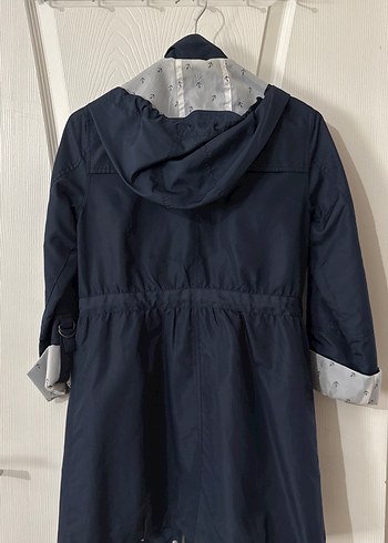 Navy Düğmeli Midi Kadın Yağmurluk - Görsel 4