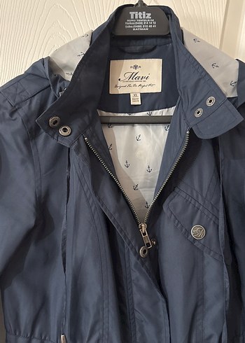 Navy Düğmeli Midi Kadın Yağmurluk - Görsel 2