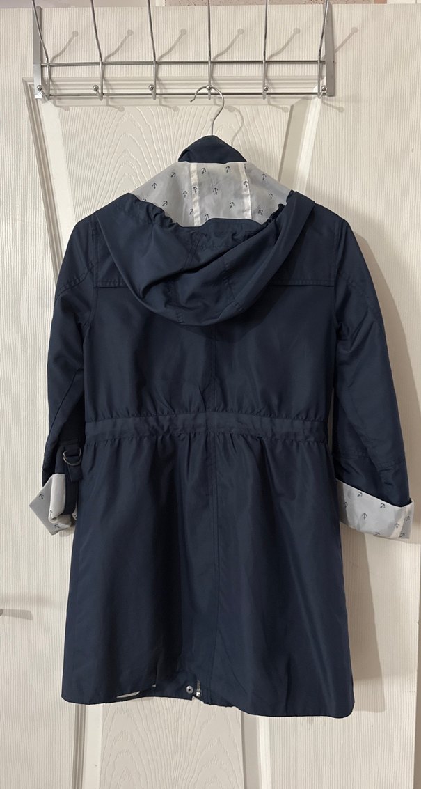 Navy Düğmeli Midi Kadın Yağmurluk - Görsel 4