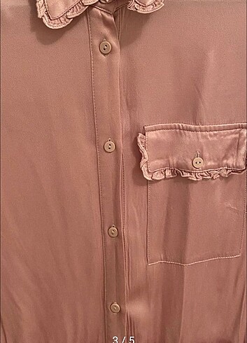 H&M H&M PUDRA PEMBE RENGİ UZUN ELBİSE