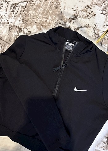 Nike Siyah Yarim Fermuarli Spor Sweatshirt