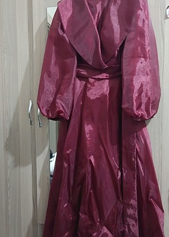 Bordo Vintage Uzun Kollu Kadın Sabahlık - Görsel 2