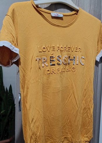 Kız Çocuk Sarı Renkli Baskılı Tişört - Görsel 3