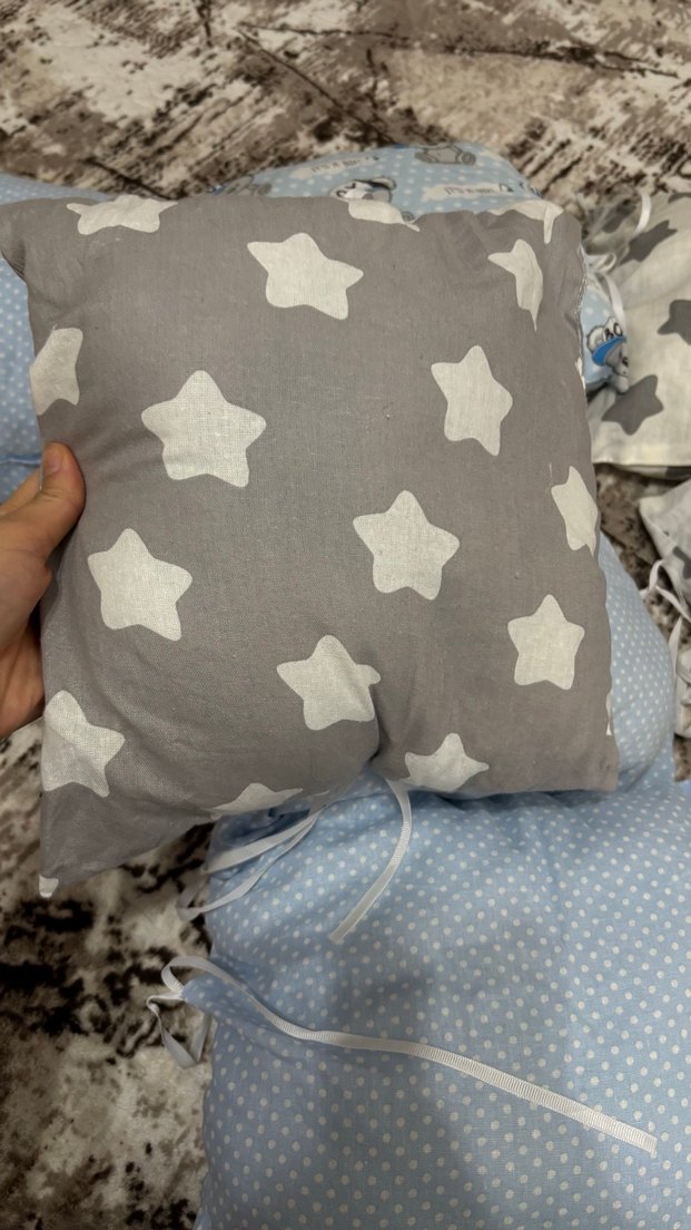 Çocuklar için Gri Nakışlı Yastık Takımı - Görsel 2