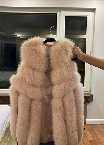 Pembe Midi Kolsuz Kürk Detaylı Yelek