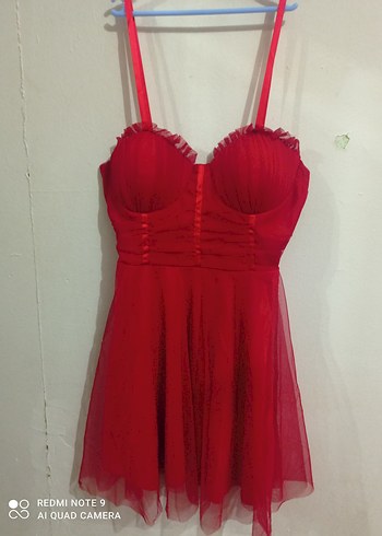 Kırmızı Strappy Midi Abiye Elbise