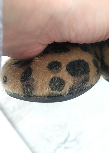 38 Beden kahverengi Renk Kahverengi Leopar Desenli Süet Kadın Babet
