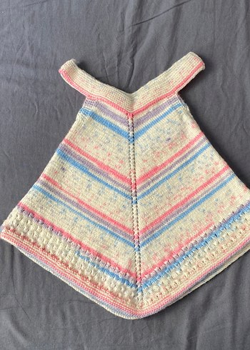 Kız Çocuk Çok Renkli Örgü Panço V Yaka - Görsel 2