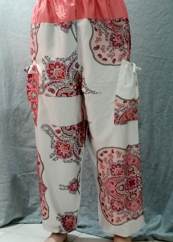 Pembe Bohem Salaş Desenli Kadın Pantolon - Görsel 2