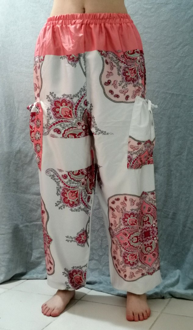 Pembe Bohem Salaş Desenli Kadın Pantolon - Görsel 2