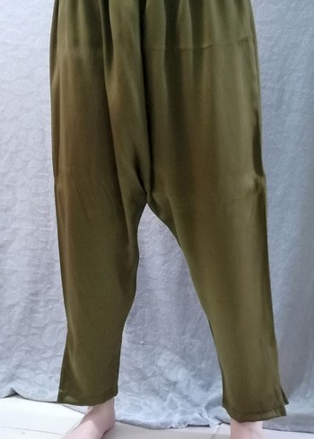 Kadın Haki Saten Salaş pantolon - Görsel 2