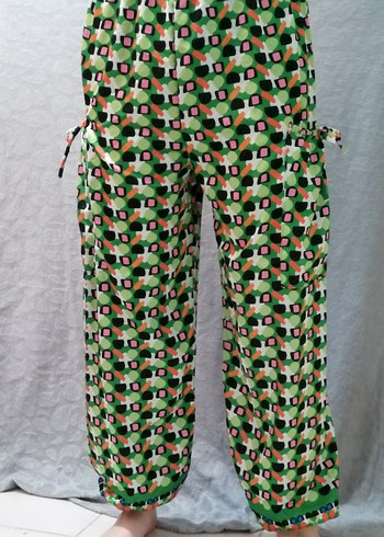 Bol Kesim, Pilili, Renkli Kadın Pantolon - Görsel 2