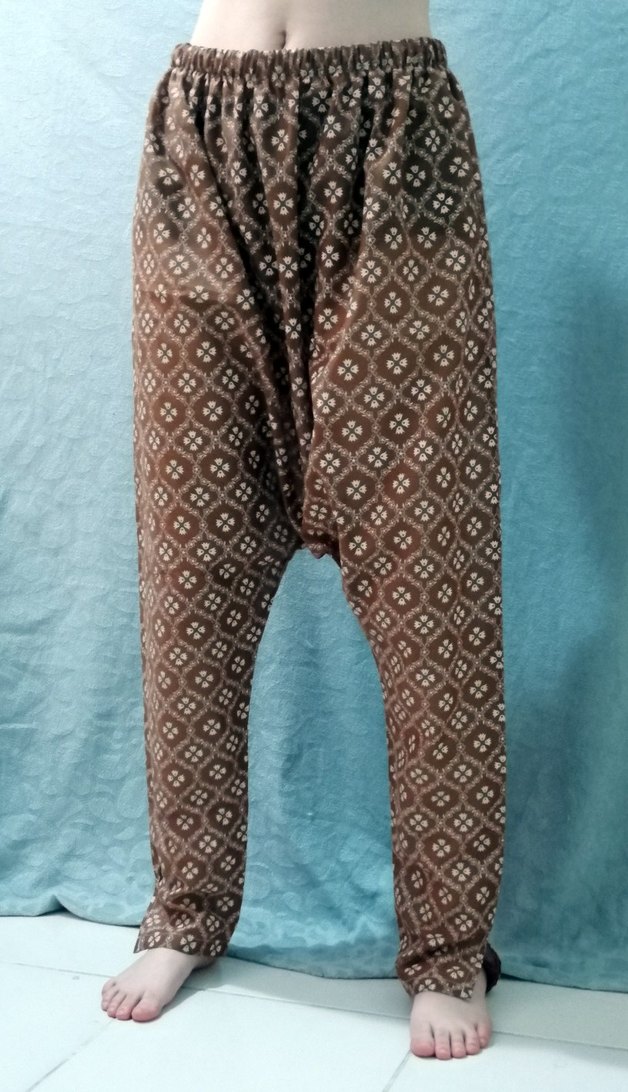 Kadın Kahverengi Bağlamalı Desenli Şalvar Pantolon - Görsel 2