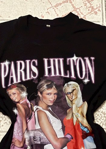 Paris Hilton Baskılı Siyah Kadın Tişört - Görsel 2