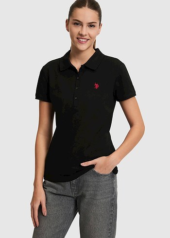 U.S Polo Assn. Siyah Kisa Kollu Polo Tisort