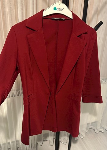 Bordo Kadın Midi Blazer Ceket