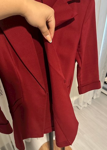 Diğer Bordo Kadın Midi Blazer Ceket