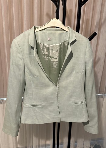 Bej Keten Kadın Blazer Ceket