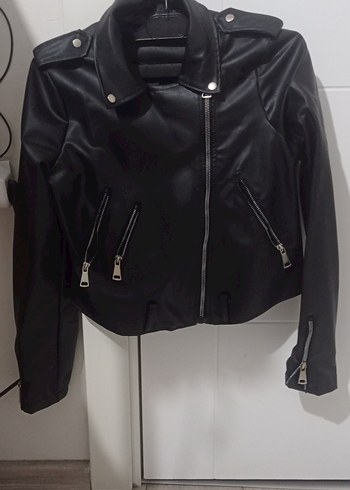 Kadın Siyah Deri Biker Ceket
