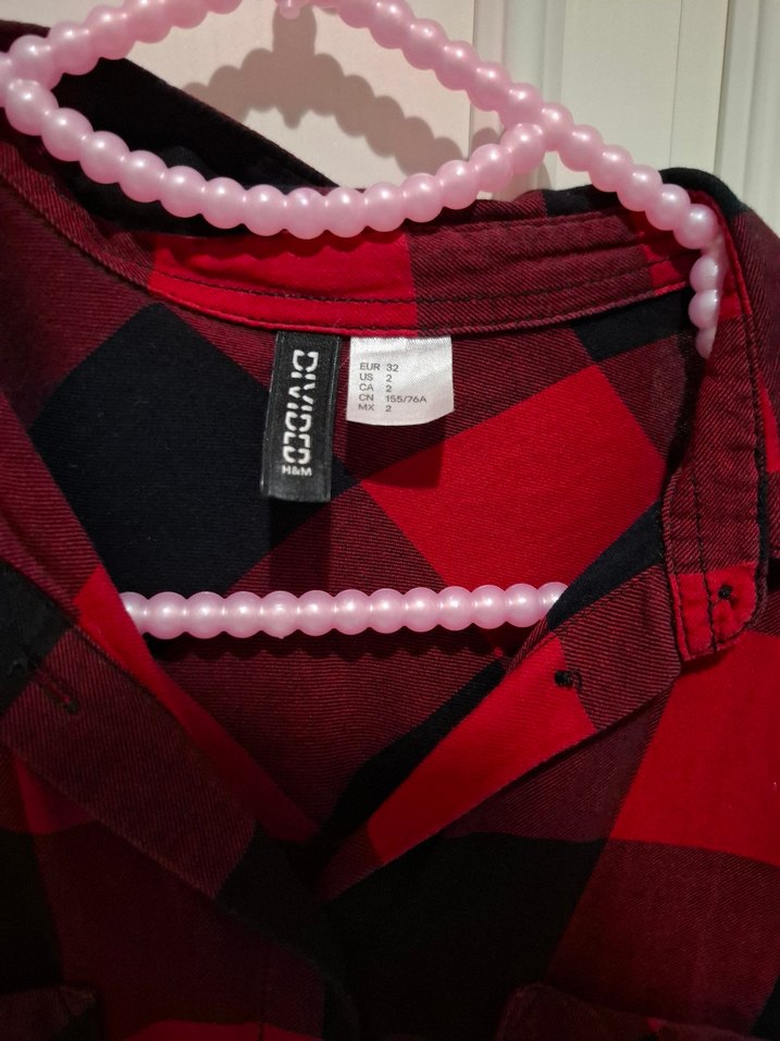 Kadın Kırmızı Kareli Uzun Kollu Gömlek - Görsel 3