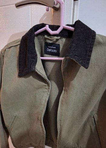 kadife yaka haki ceket - Görsel 3