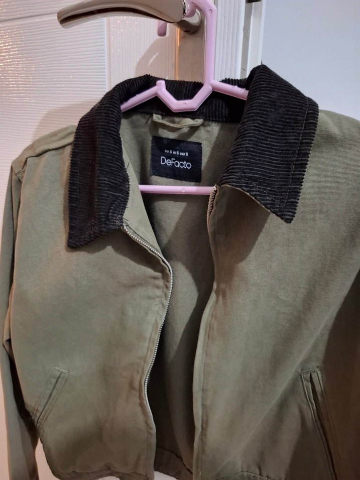 kadife yaka haki ceket - Görsel 3