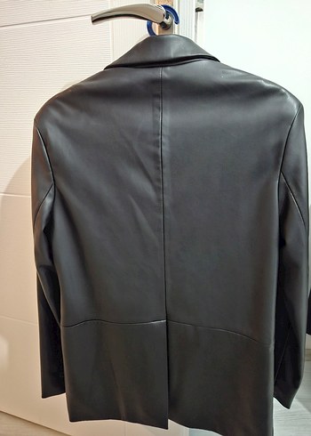 Kadın Siyah Deri Blazer Ceket - Görsel 2