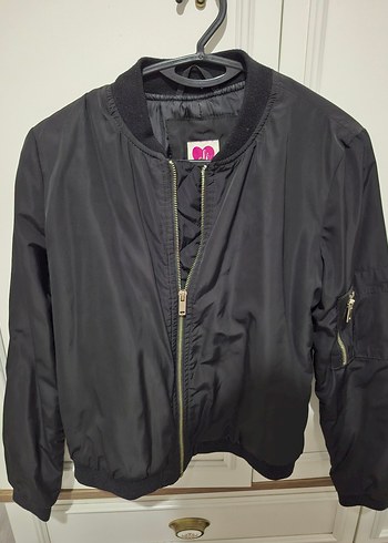 Siyah Fermuarlı Street Wear Kadın Bomber Ceket