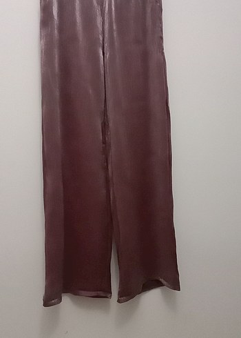 Bordo Uzun Kadın Saten Pantolon