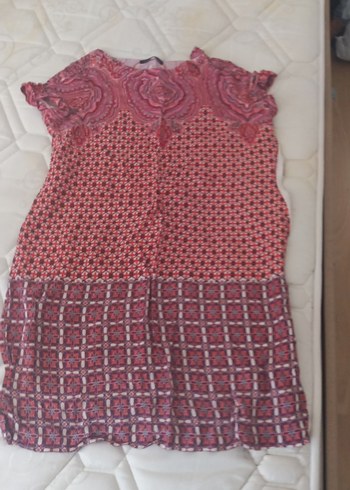 Desenli Bordo Elbise