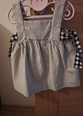 Kareli Bağcıklı Kız Çocuk Bohem Elbise - Görsel 4