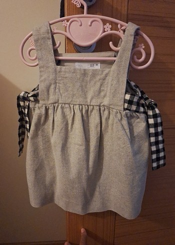 Kareli Bağcıklı Kız Çocuk Bohem Elbise - Görsel 3