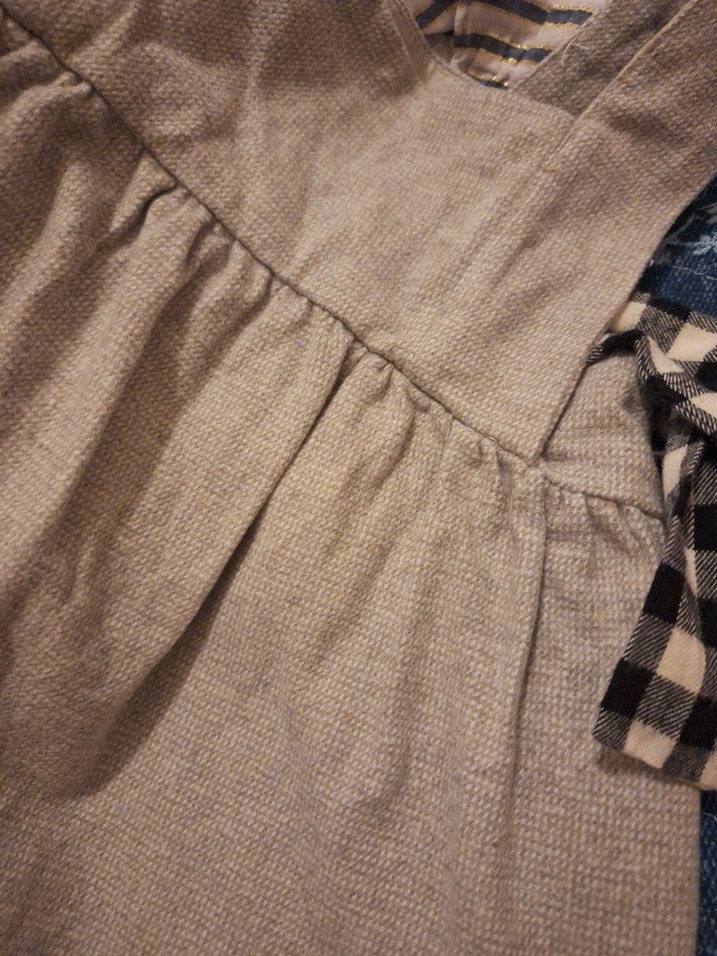 Kareli Bağcıklı Kız Çocuk Bohem Elbise - Görsel 2