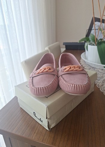 Pembe Zincir Detaylı Süet Kadın Babet - Görsel 4