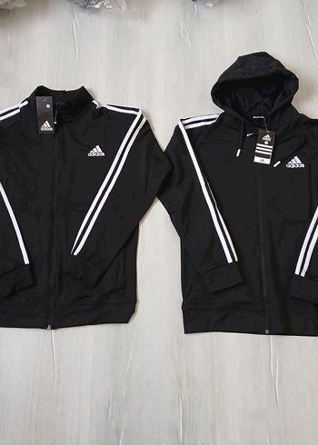 Adidas Siyah Fermuarlı Adidas Kapüşonlu Unisex Ceket
