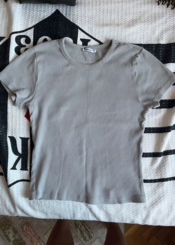 Gri Kısa Kollu Basic Kadın Tişört