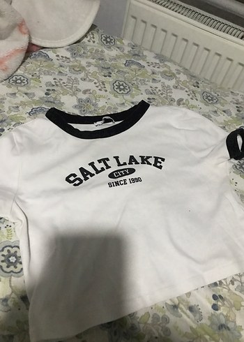 m Beden beyaz Renk Kadın Beyaz Baskılı Crop