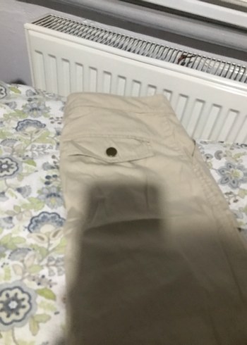 Ekol Kadın Bej Keten Düğmeli Rahat Kesim Pantolon