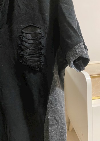 Düğmeli Siyah Keten Erkek Polo Tişört - Görsel 2