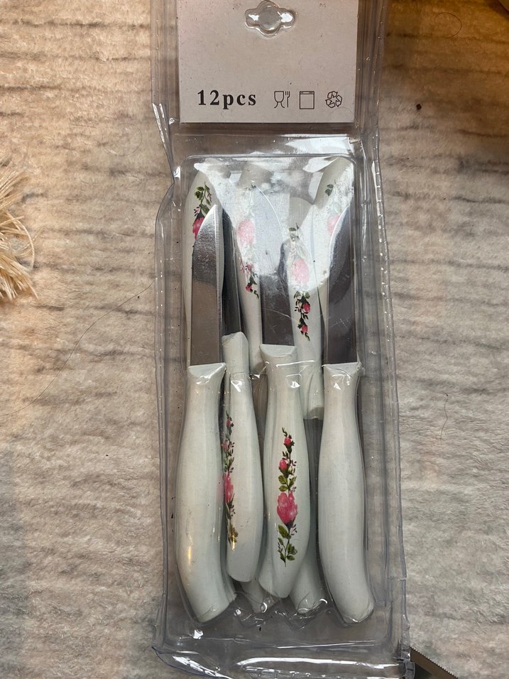 Çiçek Desenli 12 Parça Meyve Bıçağı Seti - Görsel 2