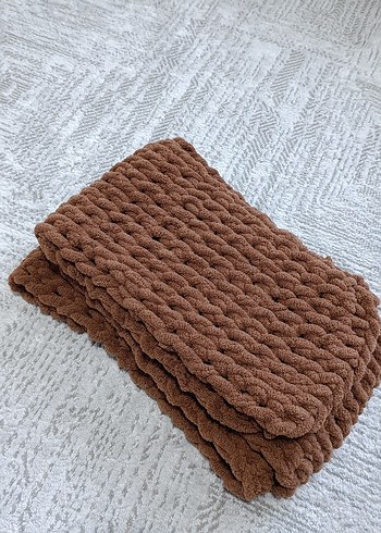 Kahverengi Puffy Örgü Atkılık - Görsel 2