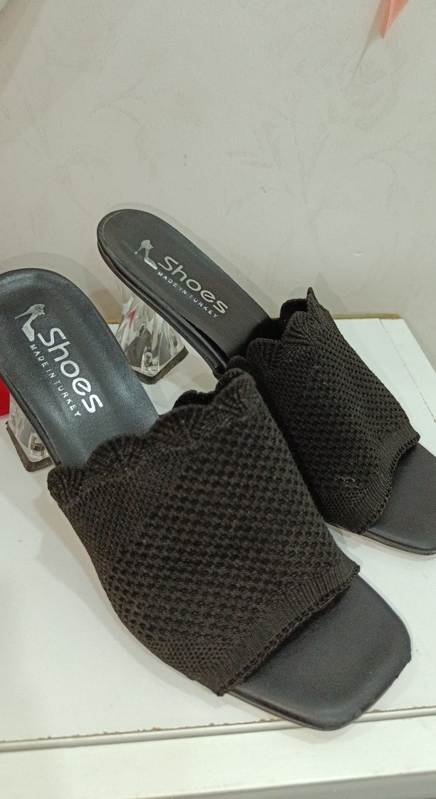 Siyah Parlak Yılan Desenli Blok Topuk Terlik - Görsel 2