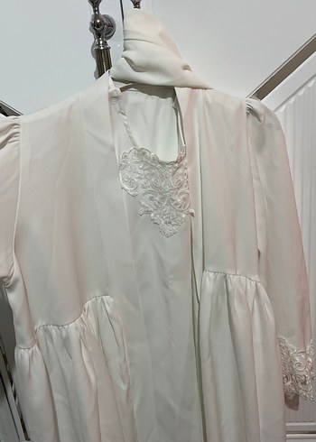 Uzun Beyaz Emzirme Sabahlığı - Görsel 8