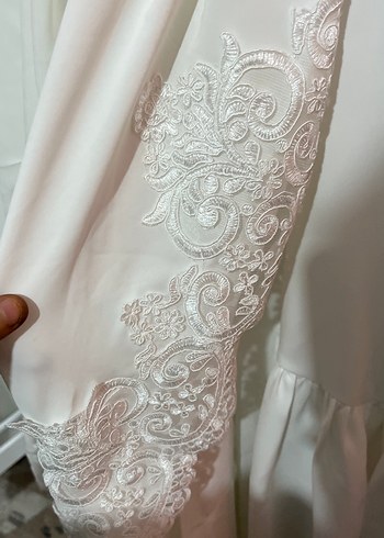 Uzun Beyaz Emzirme Sabahlığı - Görsel 6