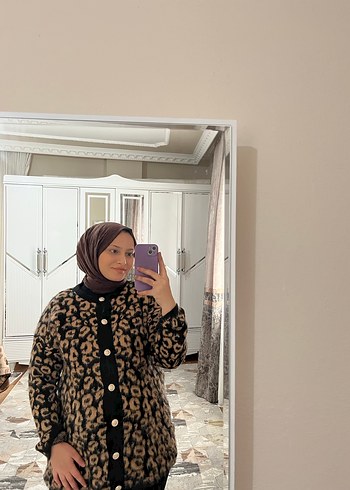 universal Beden kahverengi Renk Leopar Desenli Kahverengi Midi Kaban