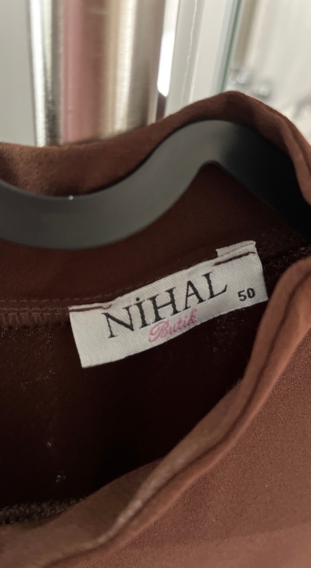 Kahverengi Nakışlı Kadın Uzun Elbise - Görsel 5